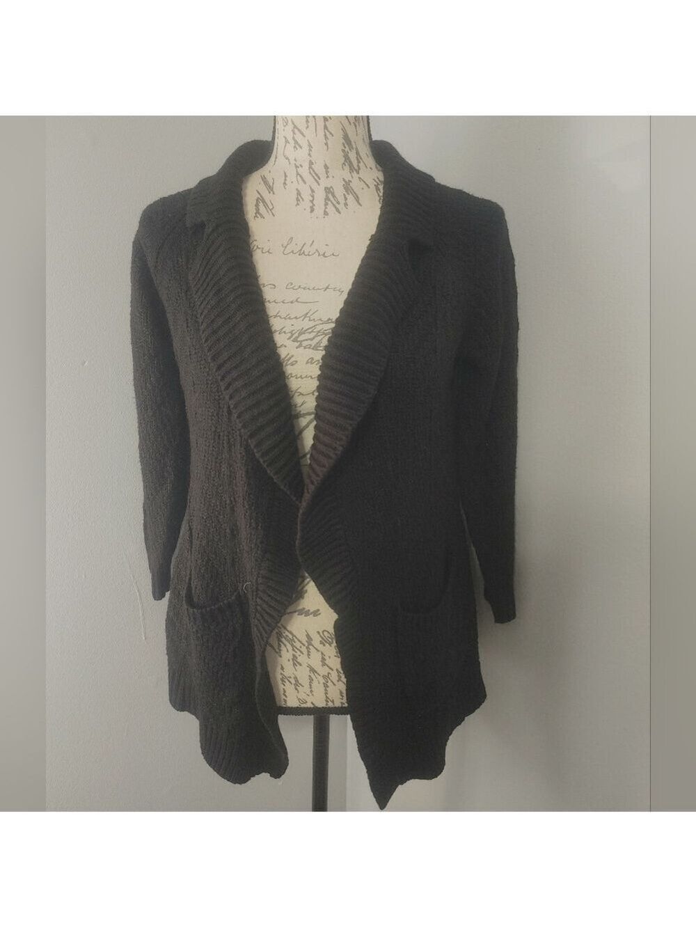 Candie's Black Knit Open-Front Cardigan Sz S